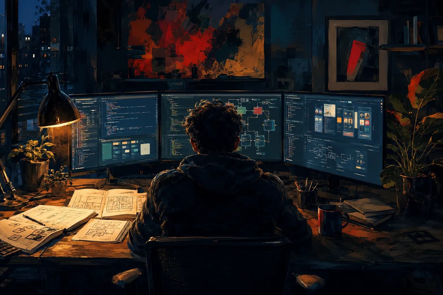 Programmatore al lavoro su un prodotto digitale